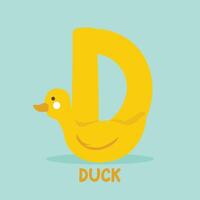 Animal alphabet Letters from D Duck Cartoon vector