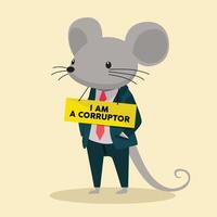 rat illustration as corruptor, illustration of people's money eater, criminal vector