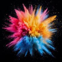 Colorful Powder Explosion Creates Vibrant Artwork Against Dark Background. photo