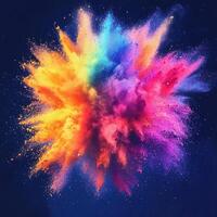 Vivid Explosion of Color Created by Powder and Sphere on Dark Background at Night photo