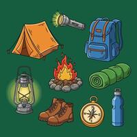Camping Gear Essentials Sticker Collection vector