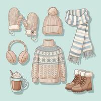 Cozy Winter Accessories Sticker Set Illustration vector