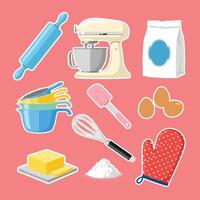Baking Tools and Ingredients Collection Set Illustration vector