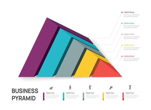 Infographics pyramid chart timeline business 5 steps to success template. vector
