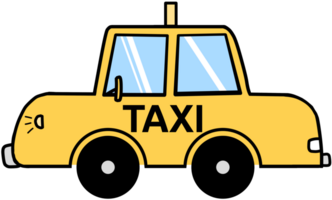 Yellow taxi drawing, car, automobile, vehicle png