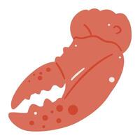 Simple illustration of a cooked red crab claw, perfect for seafood, food, and ocean themes. vector