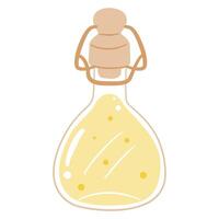Simple illustration of a bottle of cooking oil or dressing with a cork stopper. Ideal for kitchen and food themes. vector