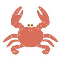 Simple illustration of a cooked red crab with claws, ideal for seafood, food, and marine themes. vector