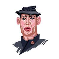 Portrait of a brutal man in a hat vector