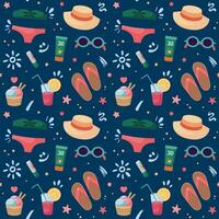 Colorful beach accessories pattern design vector