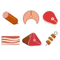 meat good flat illustration set vector