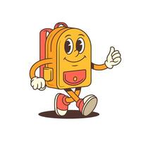 Cheerful Backpack Mascot Walking Confidently with Thumbs Up in Friendly Encouraging Pose Illustration vector
