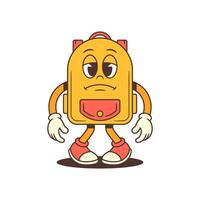 Neutral Backpack Mascot Standing Calmly in Informative Educational Composed Pose Illustration vector