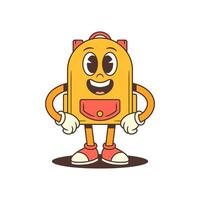 Confident Backpack Mascot Smiling with Hands on Hips in Bold Pose Illustration vector
