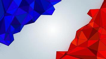 Abstract geometric background with triangle shape pattern, red and blue prismatic lowpoly element with space text for wallpaper, banner, event, flyer vector