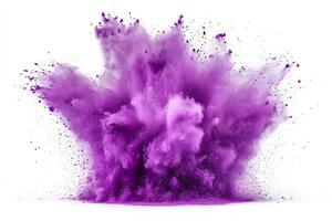Vibrant Purple Powder Explosion Creates a Stunning Cloud of Color in Bright Background photo