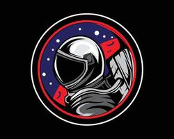 An astronaut in a space suit on a black background vector