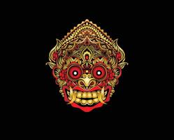 a highly intricate and stylized illustration of what appears to be a traditional Balinese mask or a representation of a mythical figure vector