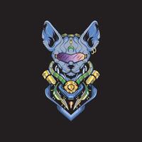 Cyberpunk cat with futuristic gear, glowing visor vector