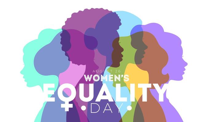 Women's Equality Day Banner Design August 26 National Female Holiday in United States. USA Celebration Template with Woman Face Silhouette on Clean Background for Flyer, Greeting Card, Web Banner