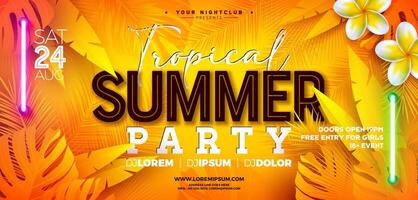 Tropical summer party flyer vector
