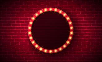 Circular frame with lights on brick wall vector