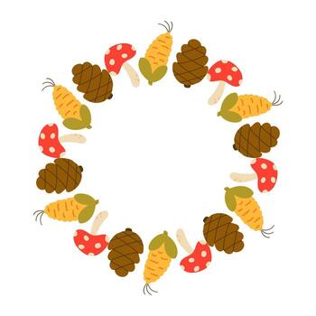 Autumn frame with mushrooms corns vector