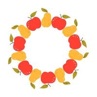 Autumn circle frame with apples vector