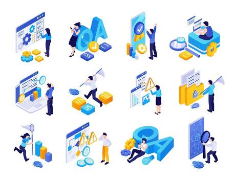 Computer QA Isometric Original Set vector