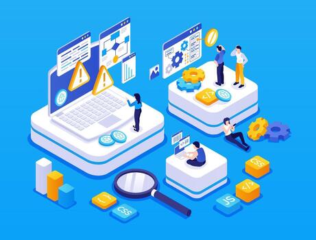Blue QA Isometric Original Set vector