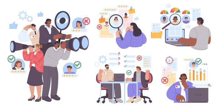 Flat Human Resources Element Collection vector