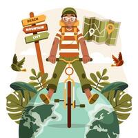 Sustainable travel Hand Drawn Flat Composition vector