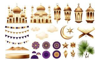Islamic decorative elements for celebrations vector
