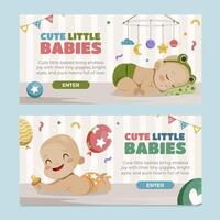 Flat Cute Little Babies Horizontal Banner Collection vector