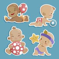 Flat Cute Little Babies Composition vector