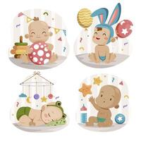 Flat Cute Little Babies Collection vector
