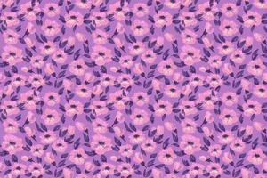 Seamless floral pattern with expressive purple brushstroke flowers on a violet, lavander background. Artistic and bold, template for fabric, fashion design, and surface prints vector