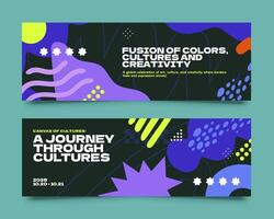 Memphis Style Doodle Horizontal Banner Collection vector