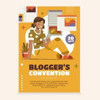Blogger's Convention Hand Drawn Flat Poster vector