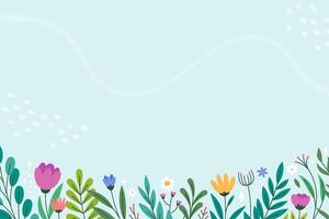 Flower and leaves Hand Drawn Flat Composition vector
