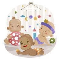 Cute Little Babies Composition Flat vector