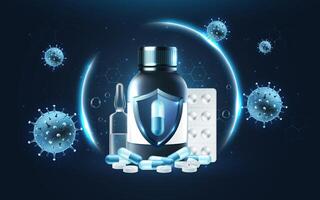 Antibiotics and Germs Realistic Composition vector