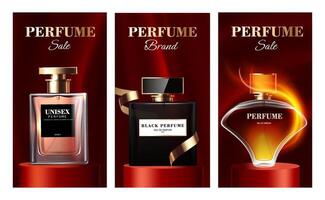 Collection of stylish perfume bottles vector