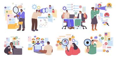 Flat Human Resources Illustration Collection vector