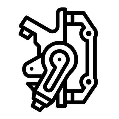 Single bicycle part of brake caliper disc icon line style clean outline