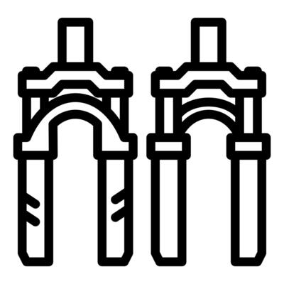 Single bicycle part of suspension fork icon line style clean outline