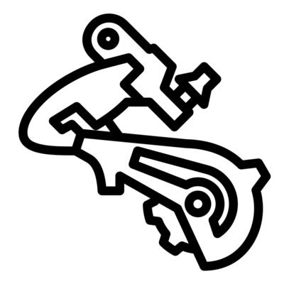 Single bicycle part of derailleur icon line style clean outline