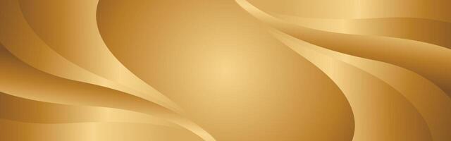 Simple abstract gold metallic wave design, banner background vector
