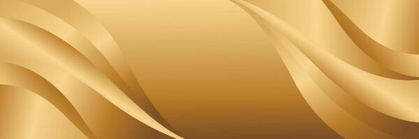 Elegant gold metallic wave design, banner background vector