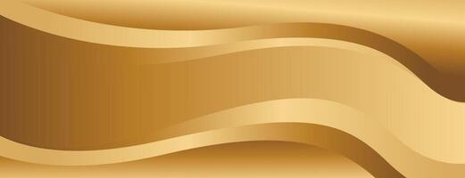 Abstract gold metallic wave background with smooth fluid shapes vector